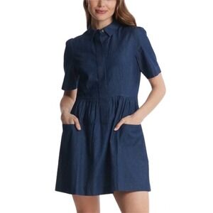 Tyler Boe Jordan Dark Denim Chambray Shirt Mini Dress Size Large